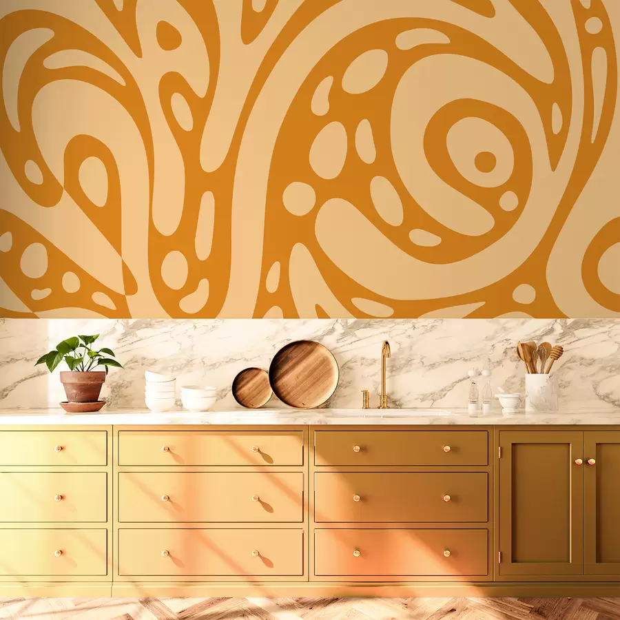 wall murals Abstract pattern with warm ochre shapes w05071v1