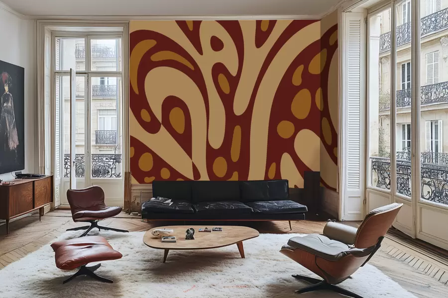 wall murals Abstract pattern with brown and beige shapes w05071v2