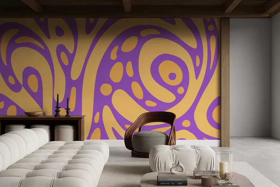 wall murals Abstract pattern with flowing shapes in two colors w05071v3