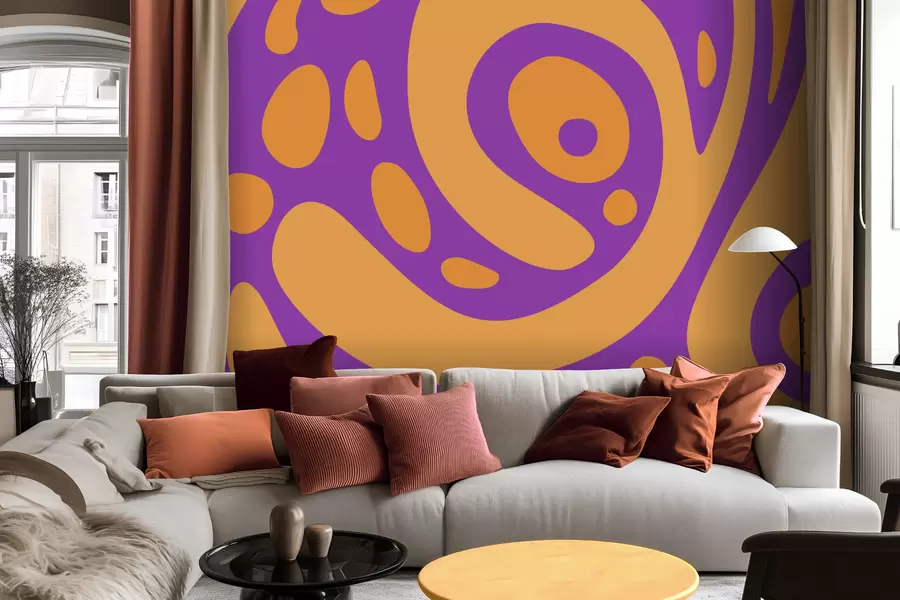 wall murals Abstract pattern with flowing shapes in two colors w05071v3