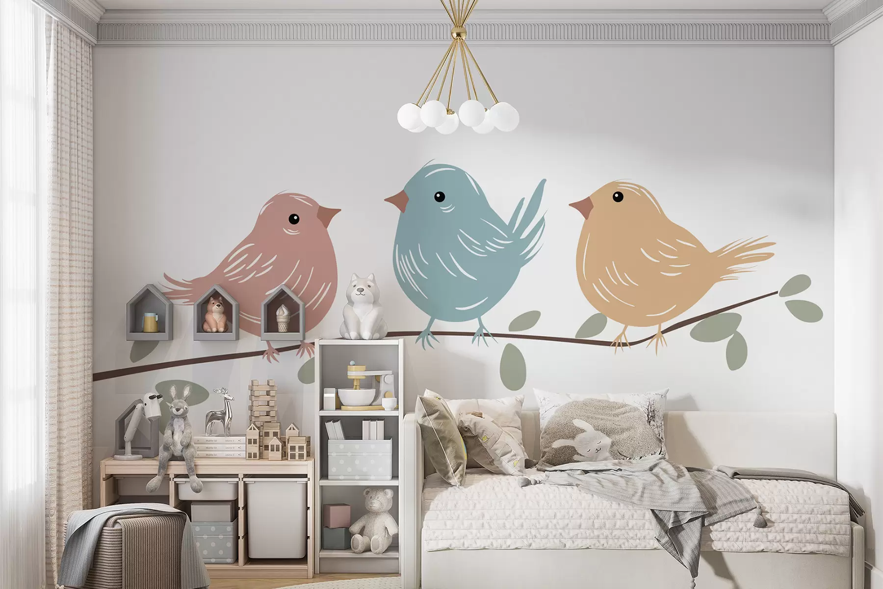 wall murals Birds on a branch w05099