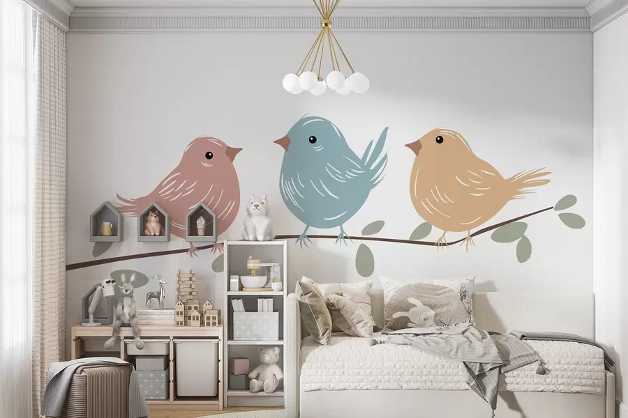 wall murals Birds on a branch w05099