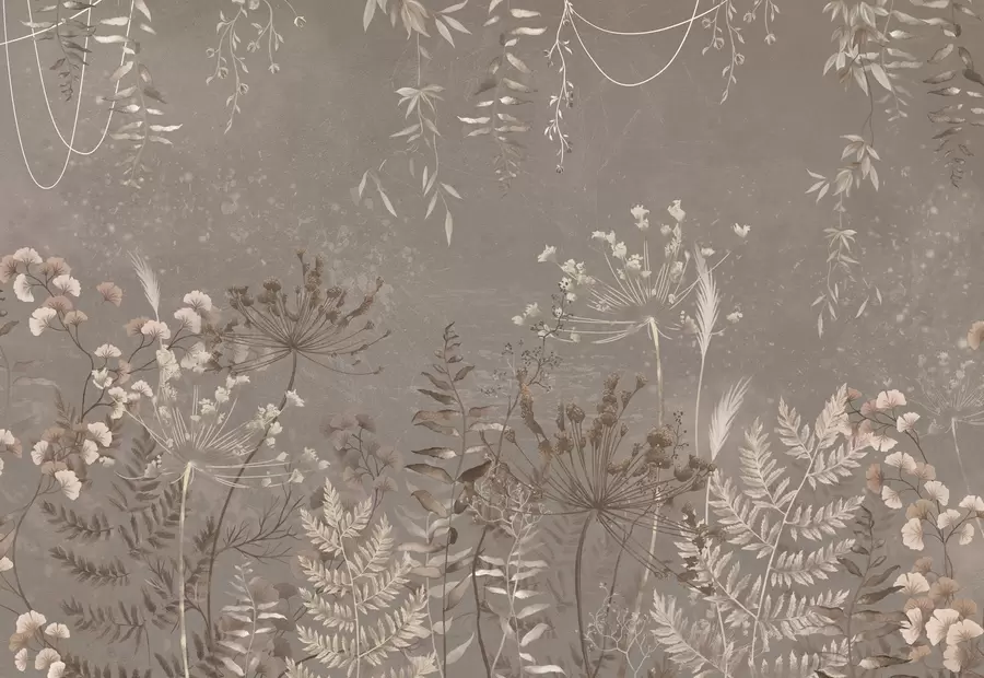 wall murals Light botanical pattern with flowers and leaves w05092v1