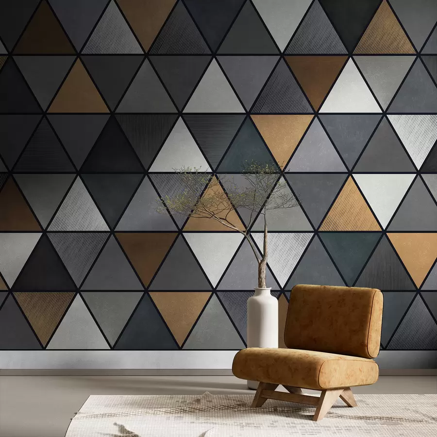 wall murals Triangle pattern with gray and warm shades w05095v1