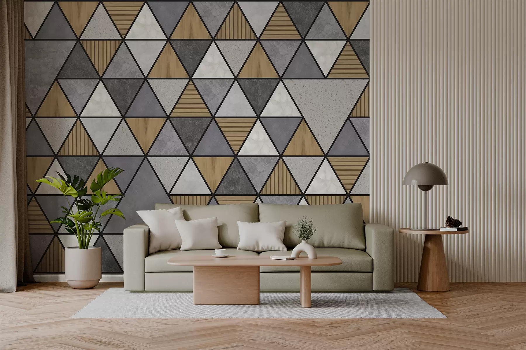 wall murals Geometric pattern with triangles and textures w05096
