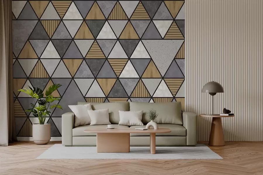 wall murals Geometric pattern with triangles and textures w05096