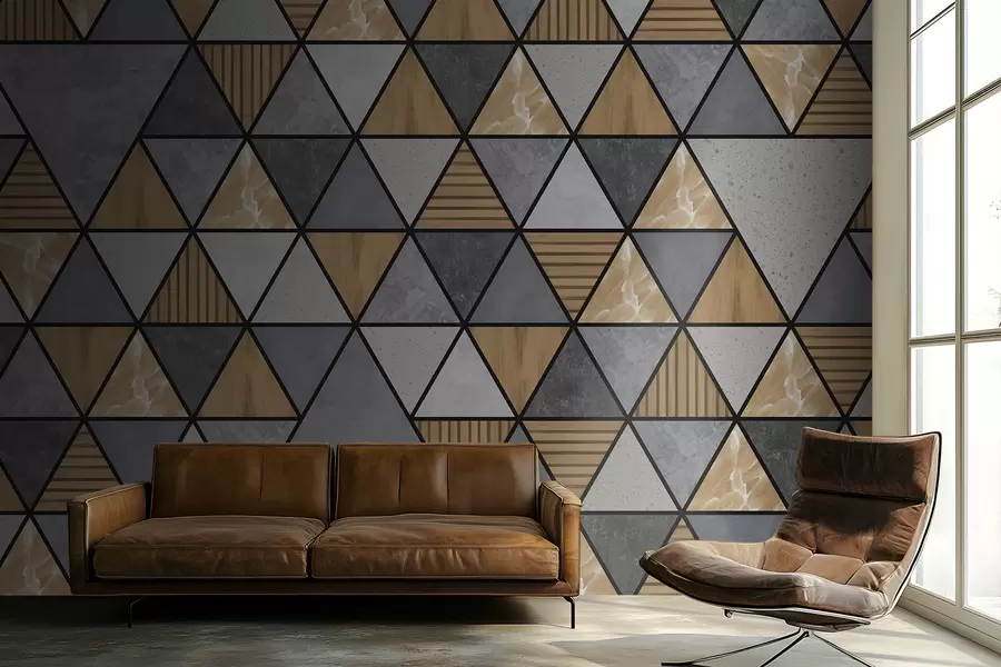 wall murals Triangle ornament with neutral and warm colors w05096v1