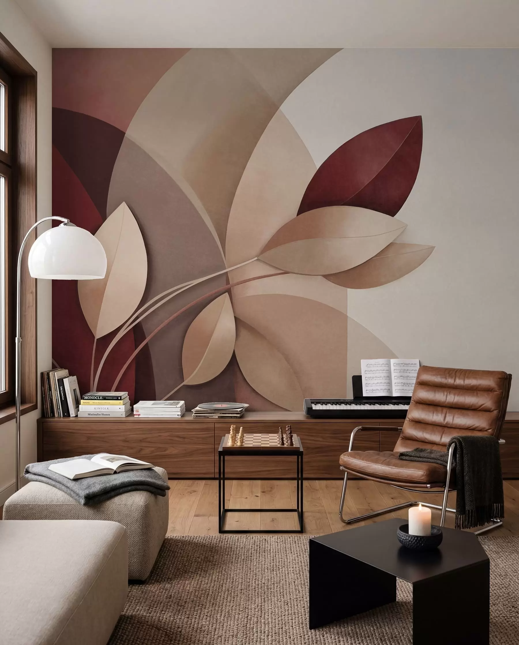 wall murals Burgundy Botanical Arches w09618