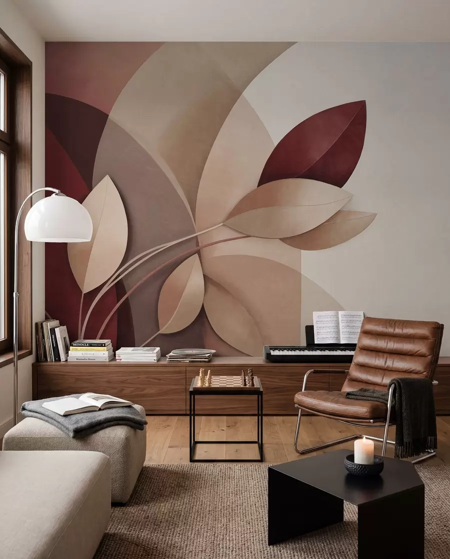 wall murals Burgundy Botanical Arches w09618