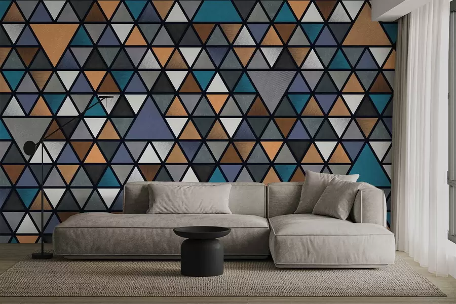 wall murals Geometric pattern of multicolored triangles w05094