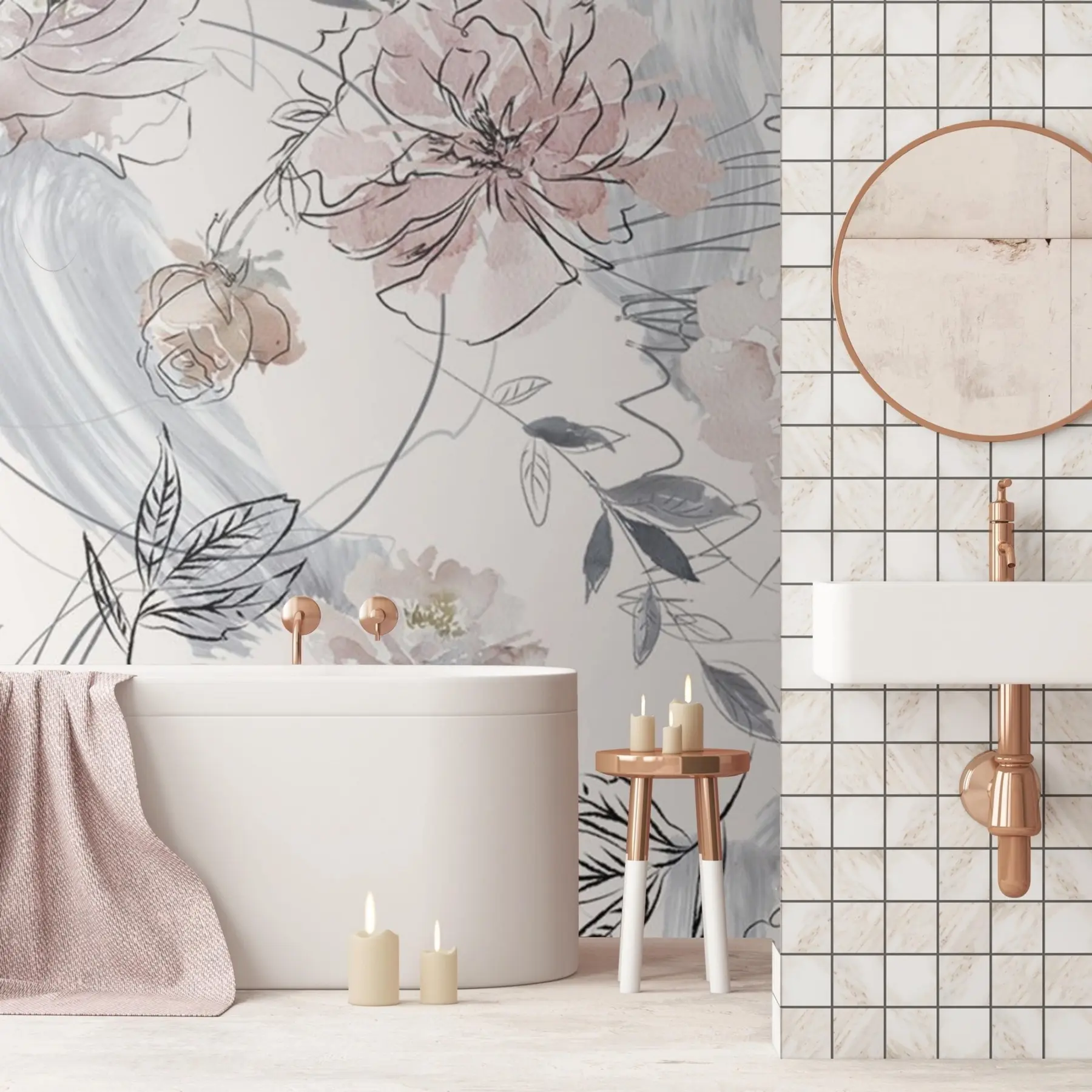 wall murals Watercolor flowers u71515