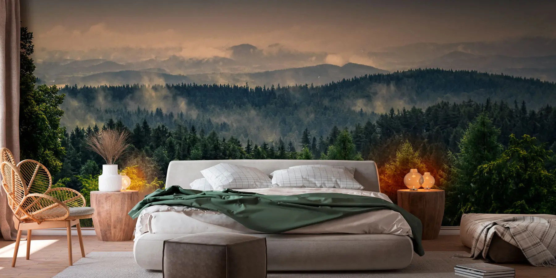 wall murals Trees of trees in the fog u72174