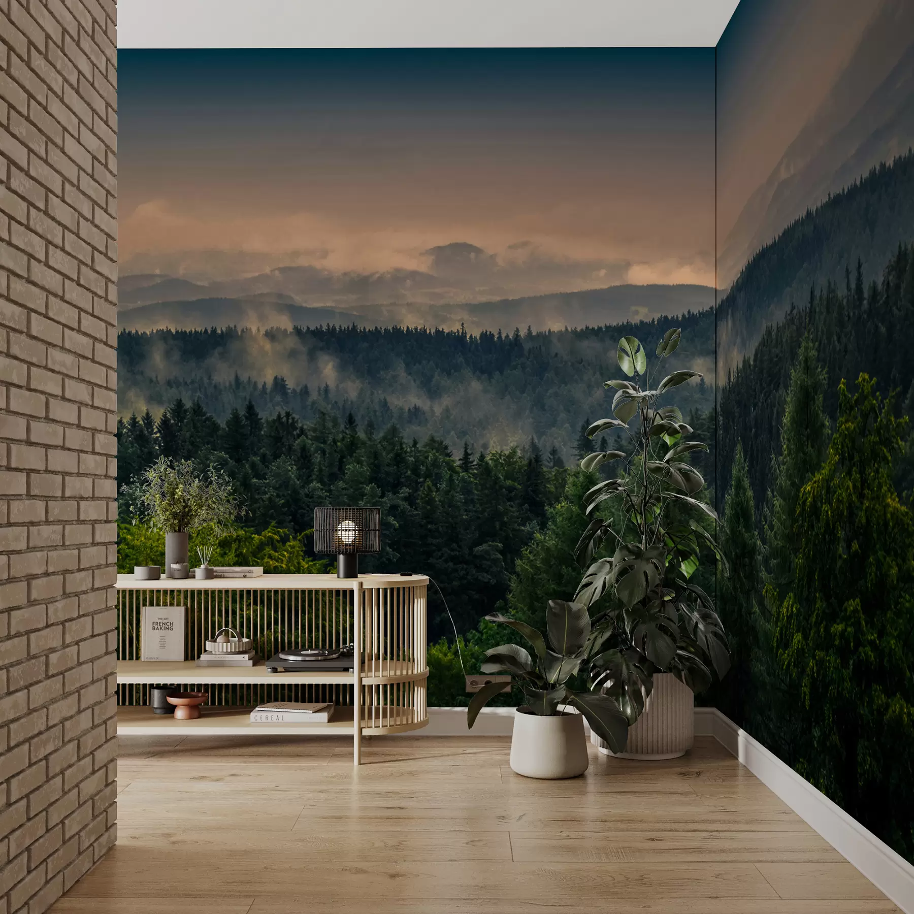 wall murals Trees of trees in the fog u72174