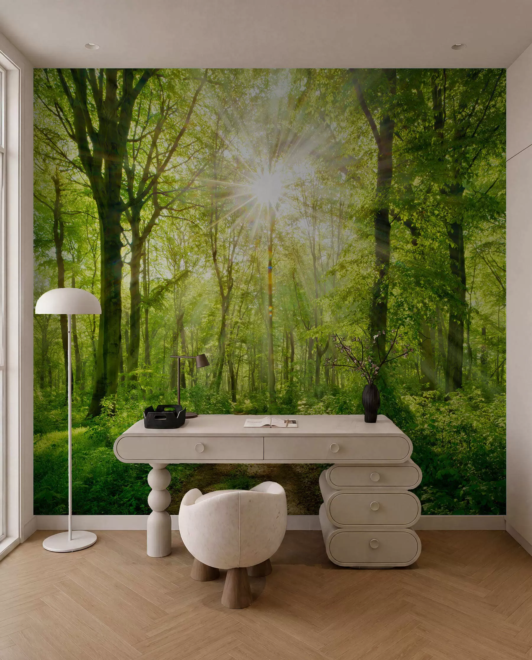 wall murals Path in the sunny forest u22252