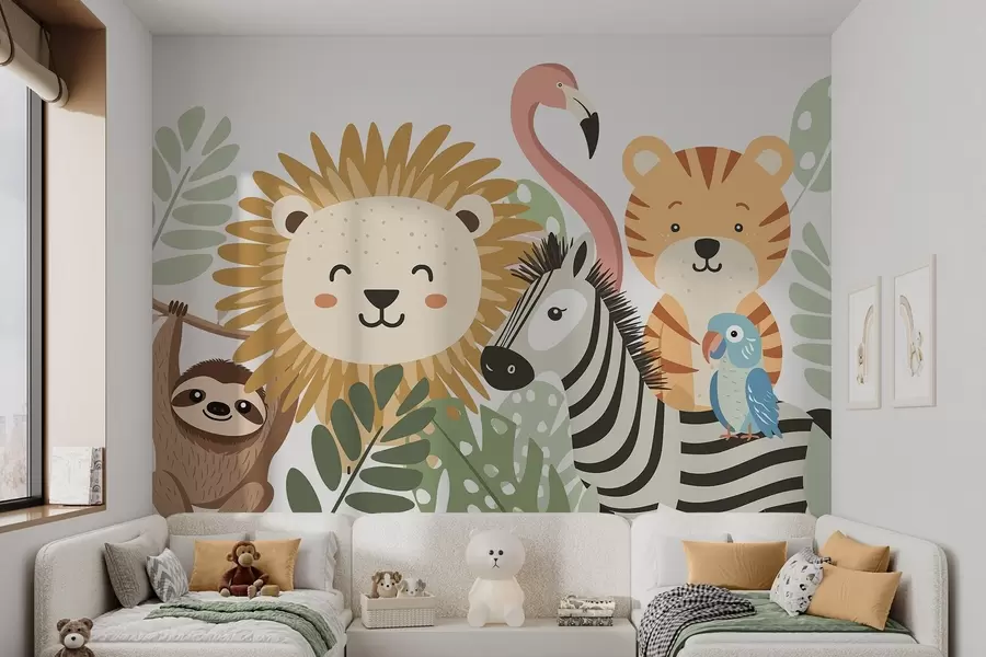 wall murals Cute tropical animals w05164