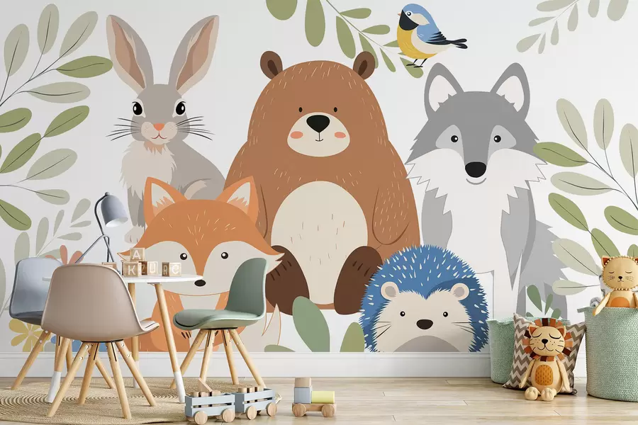 wall murals Cute forest animals w05165v1
