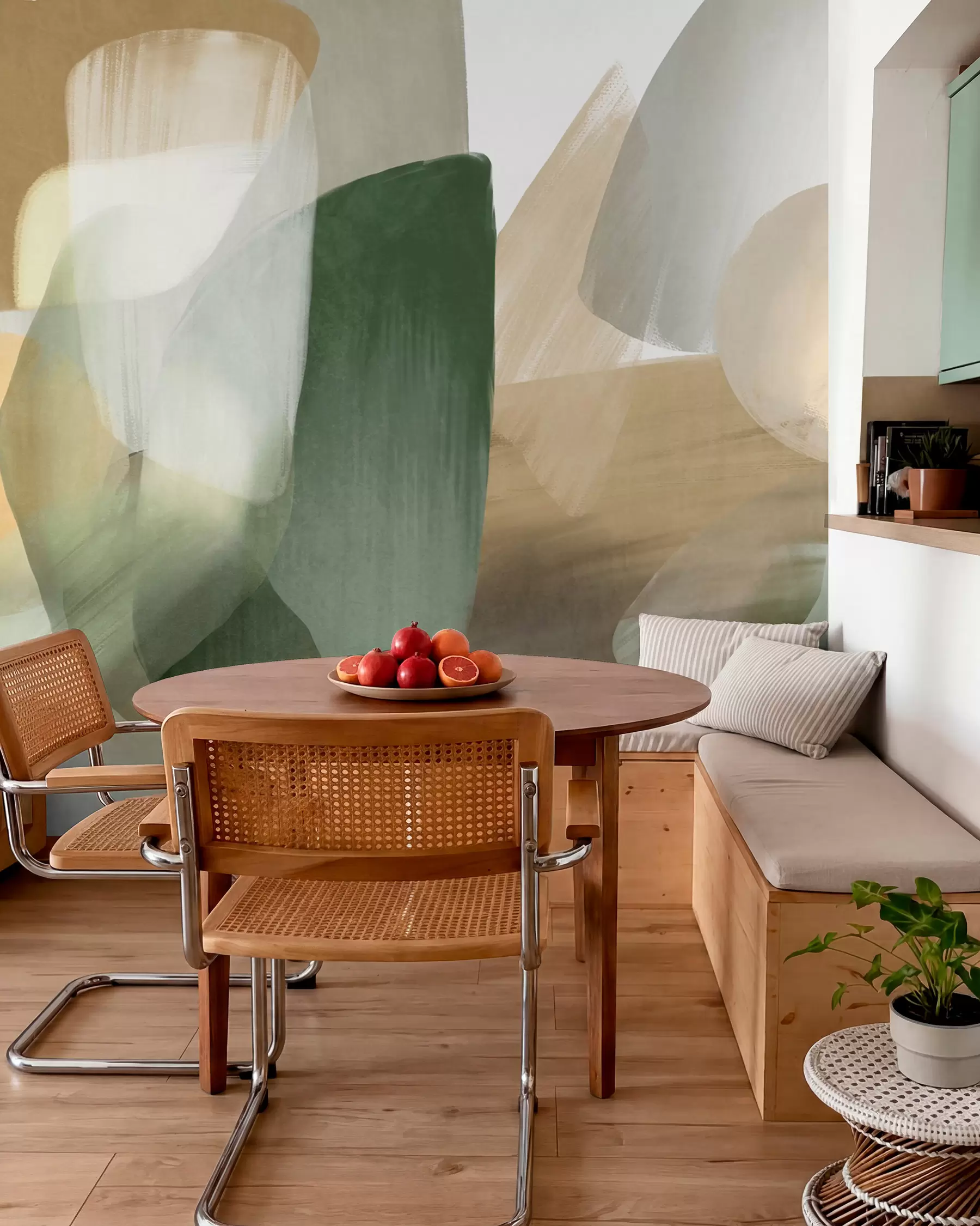 wall murals Overlapping Olive Shapes w09642