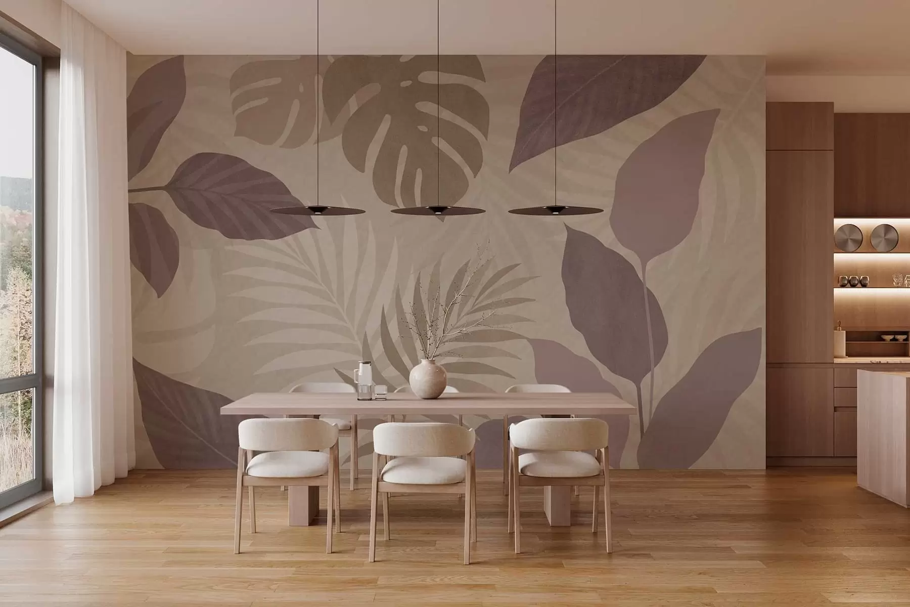 wall murals textured tropical leaves on a sandy background w05063