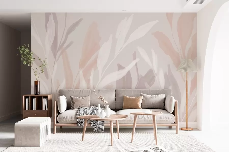 wall murals abstract leaf on a cool beige background w05067