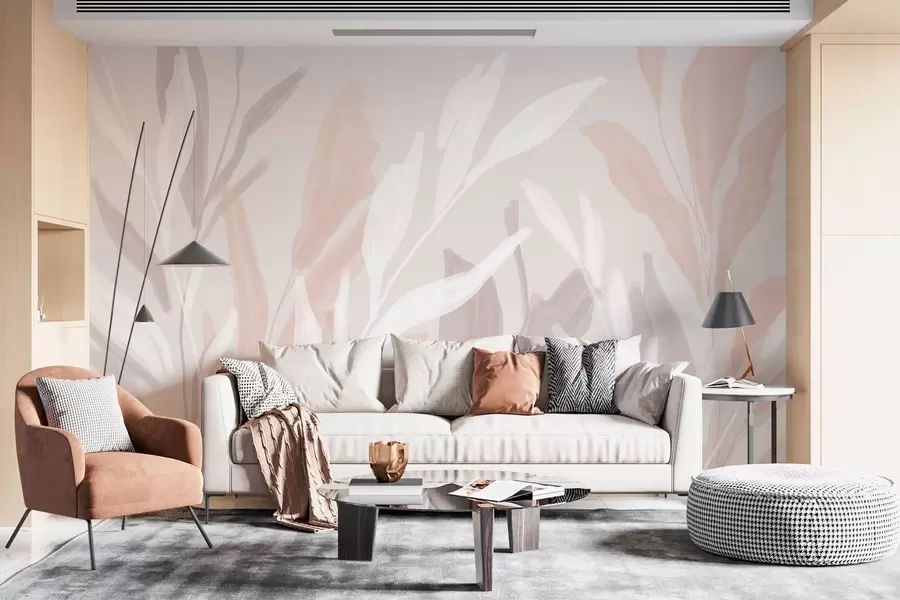 wall murals abstract leaf on a cool beige background w05067