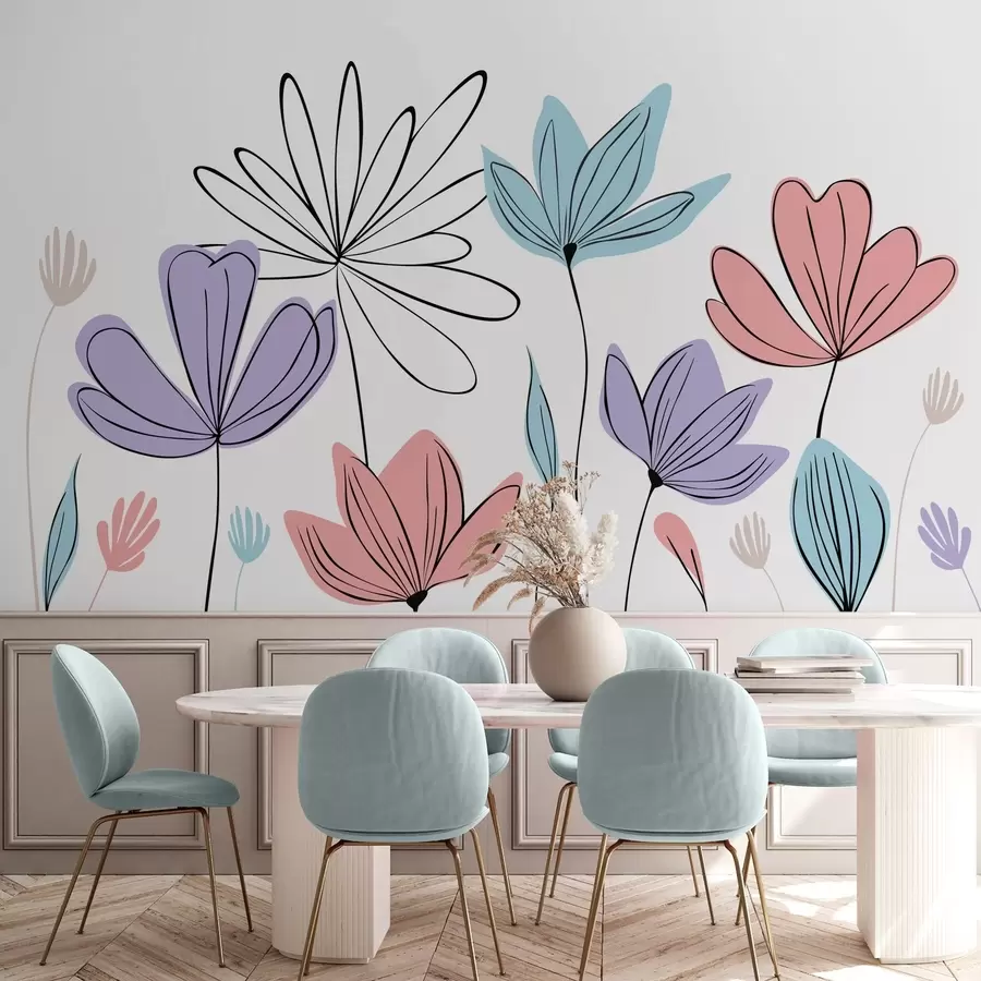 wall murals Abstract flowers w05191v2