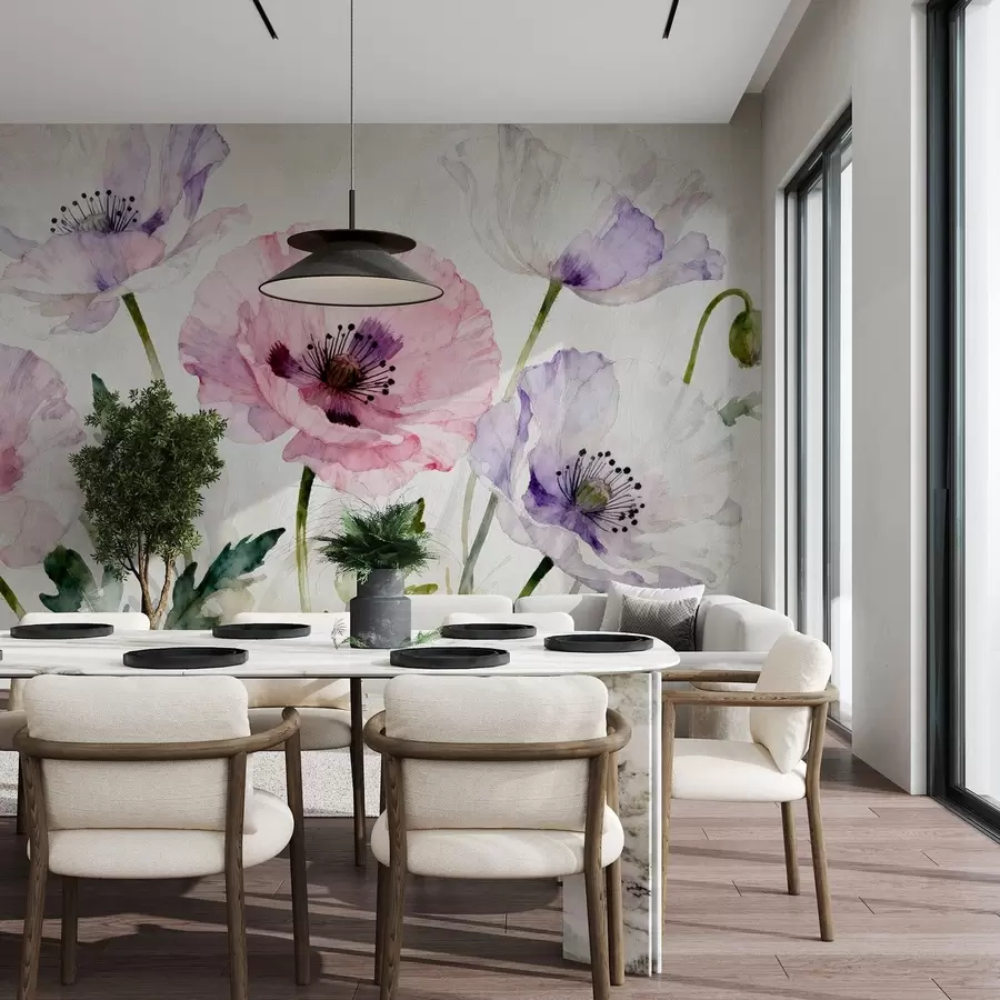 wall murals Watercolor poppies w05174