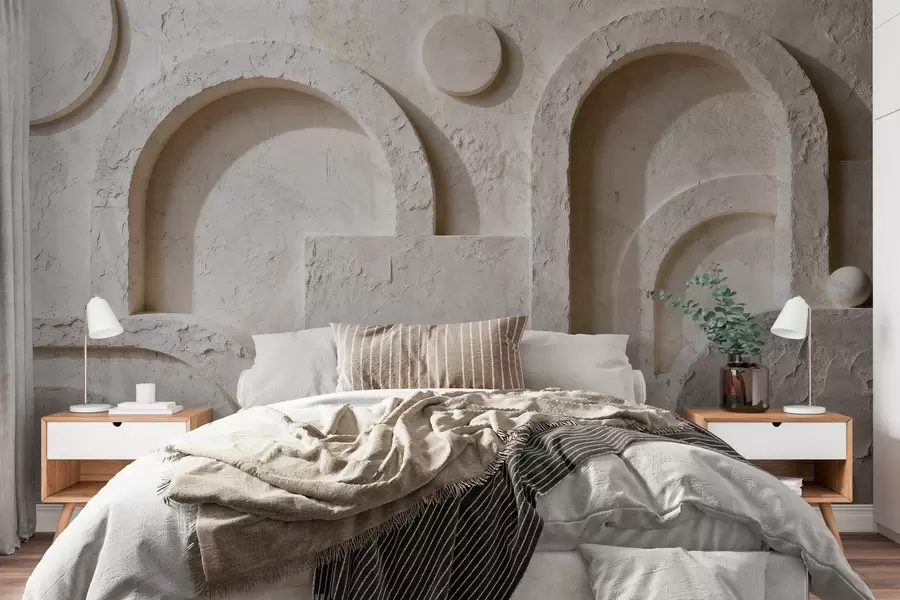 wall murals Volumetric geometry made of concrete w05186