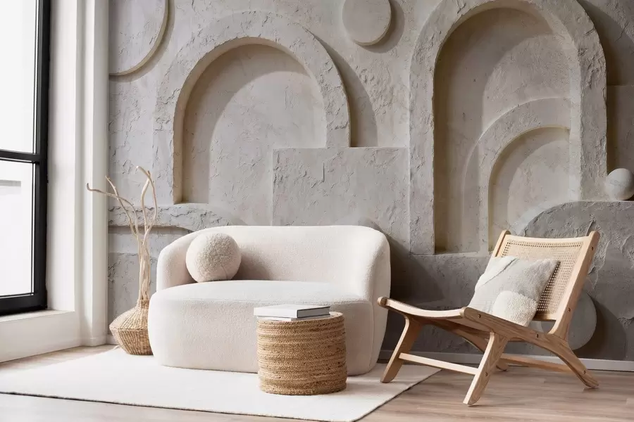 wall murals Volumetric geometry made of concrete w05186