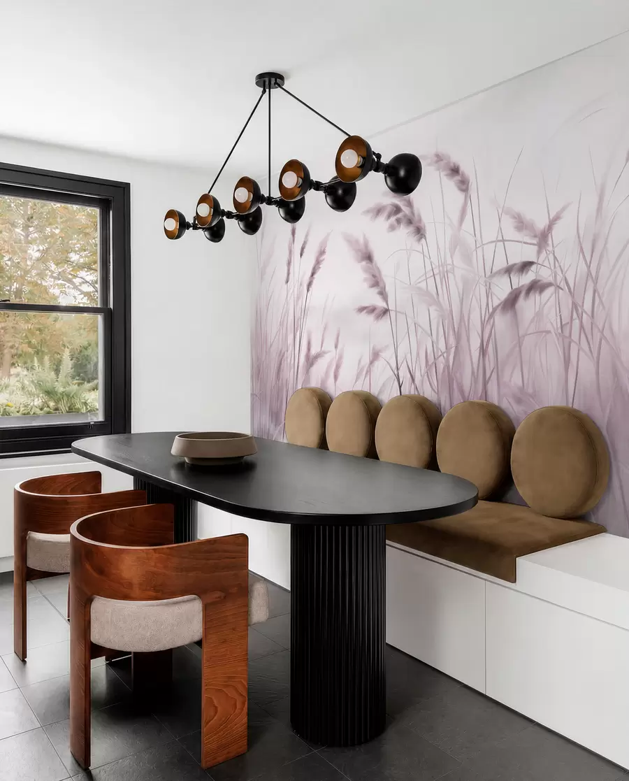 wall murals Tall, textured dry grass with ears of wheat in the field against a soft, pale background w09648v2