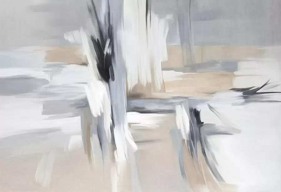 wall murals Abstract textured painting style with brushstrokes in shades of white, gray and beige w09651