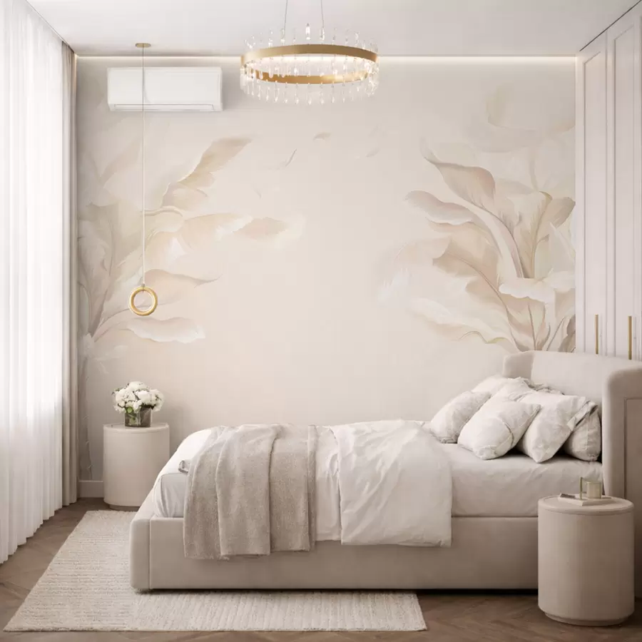 wall murals Airy decorative plants in warm creamy tones w05126