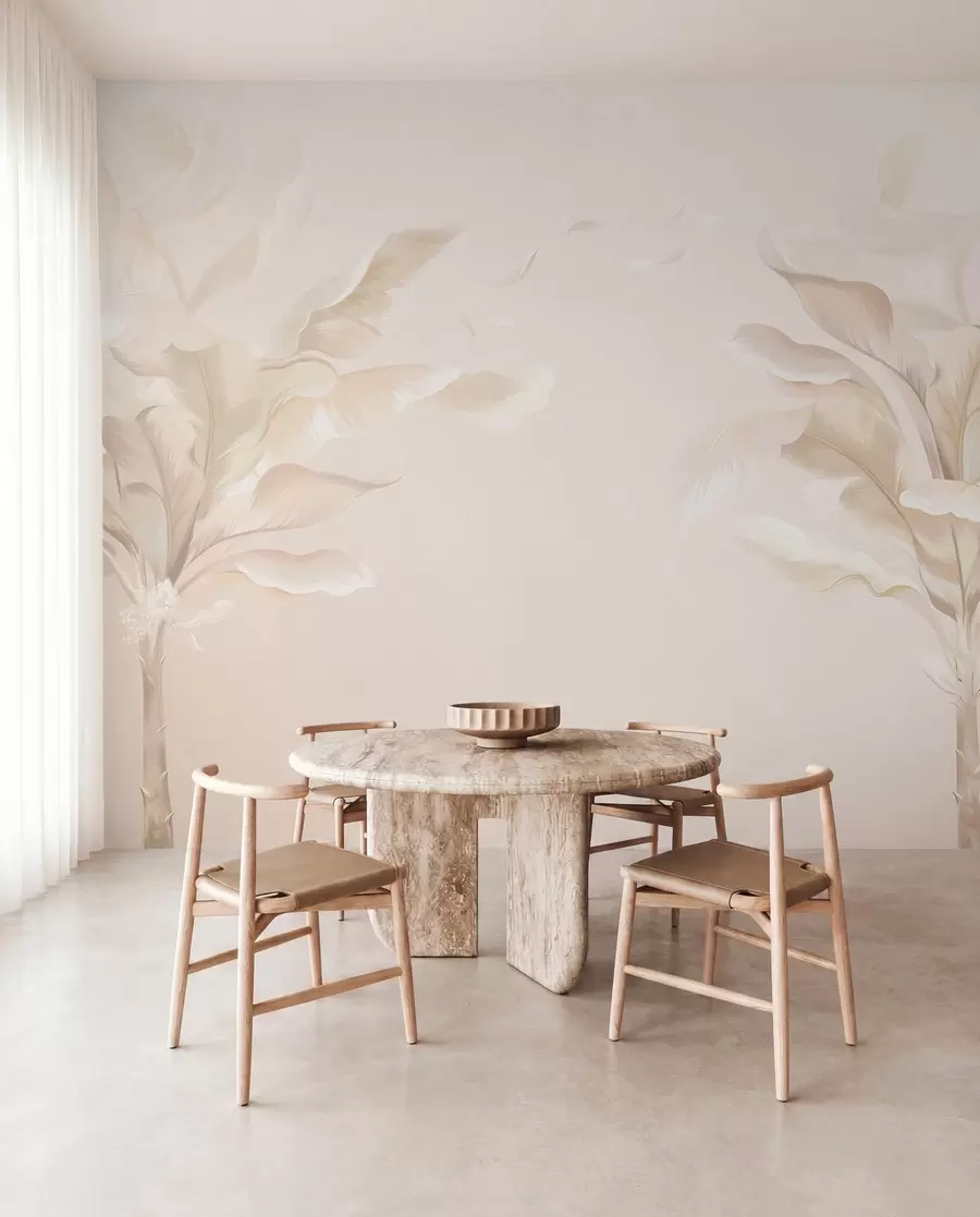 wall murals Airy decorative plants in warm creamy tones w05126