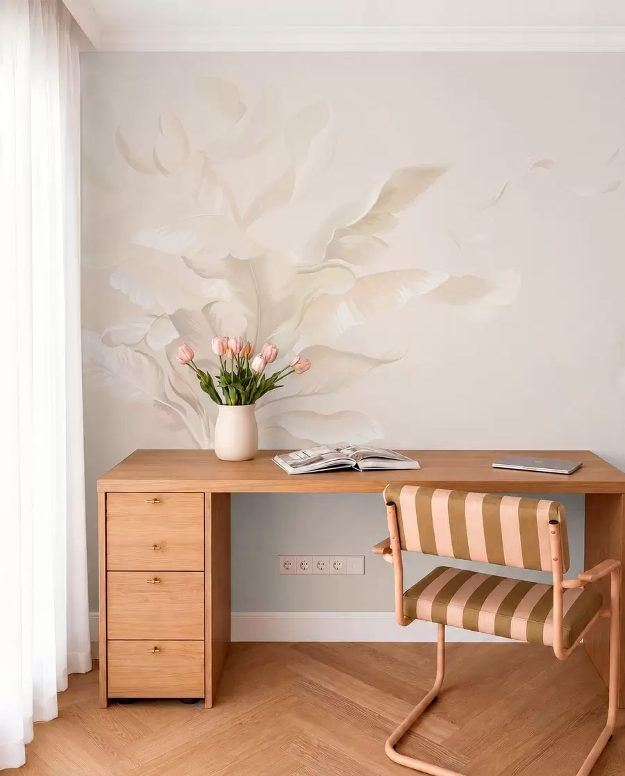 wall murals Airy decorative plants in warm creamy tones w05126