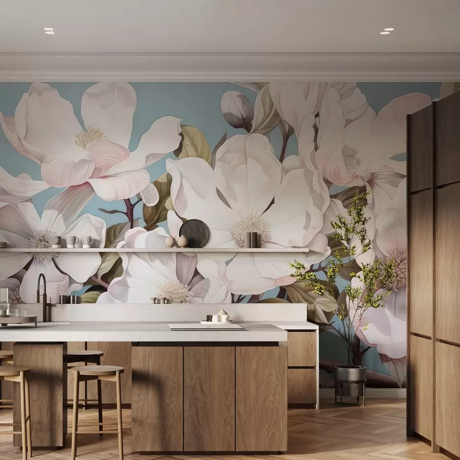 wall murals Lush flowers on a tree branch w05178