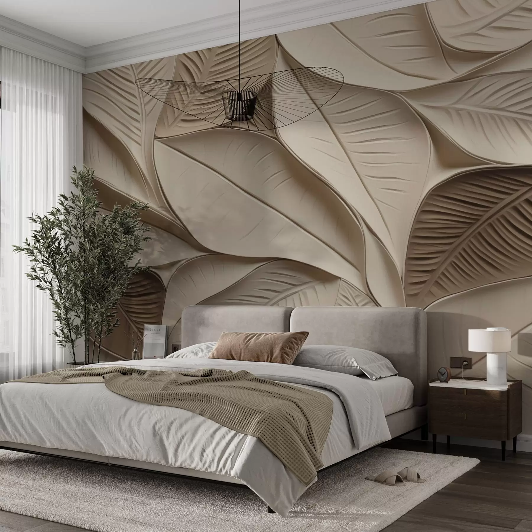 wall murals Abstract leaves with veins w05209