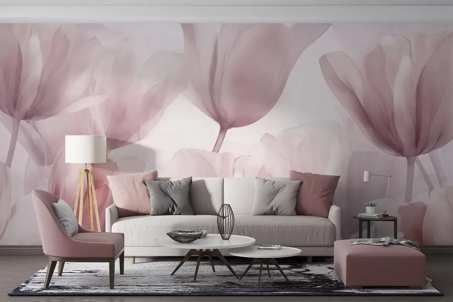 wall murals Delicate tulips w09699v2