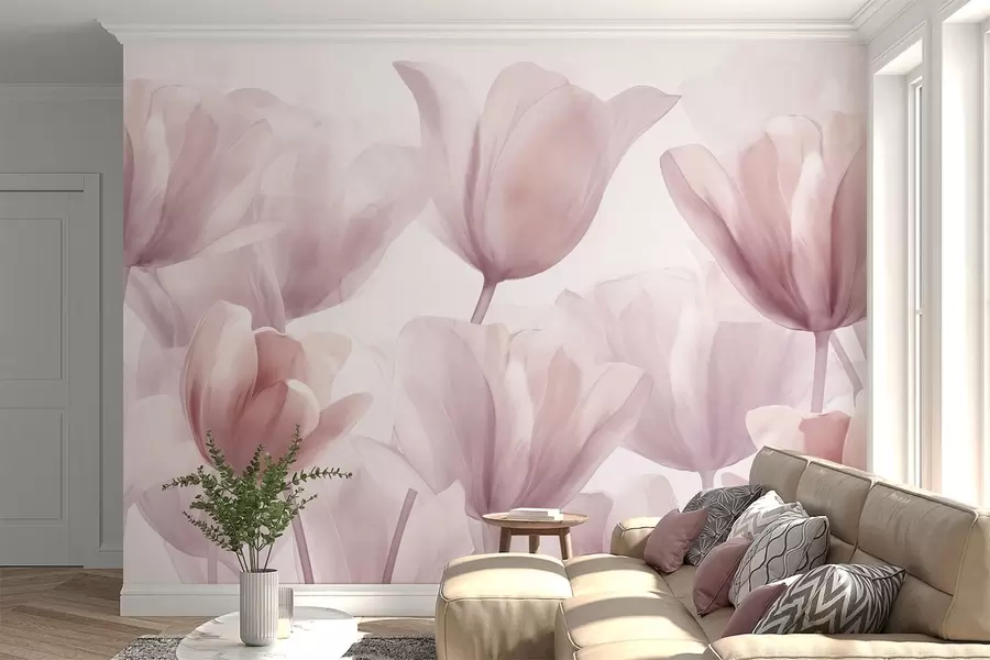 wall murals Delicate tulips w09699v2