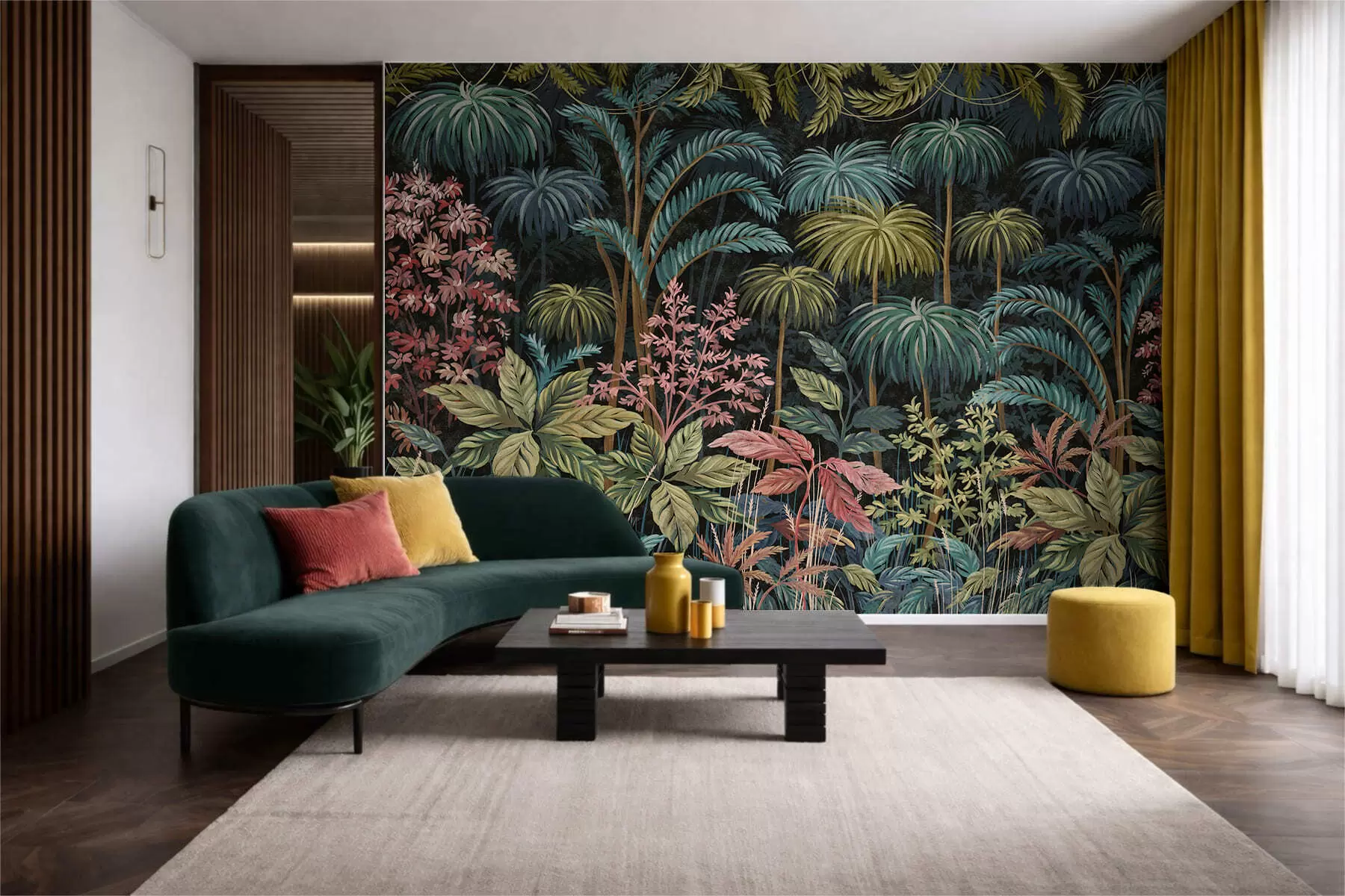 wall murals Dense tropical foliage with large leaves w05116