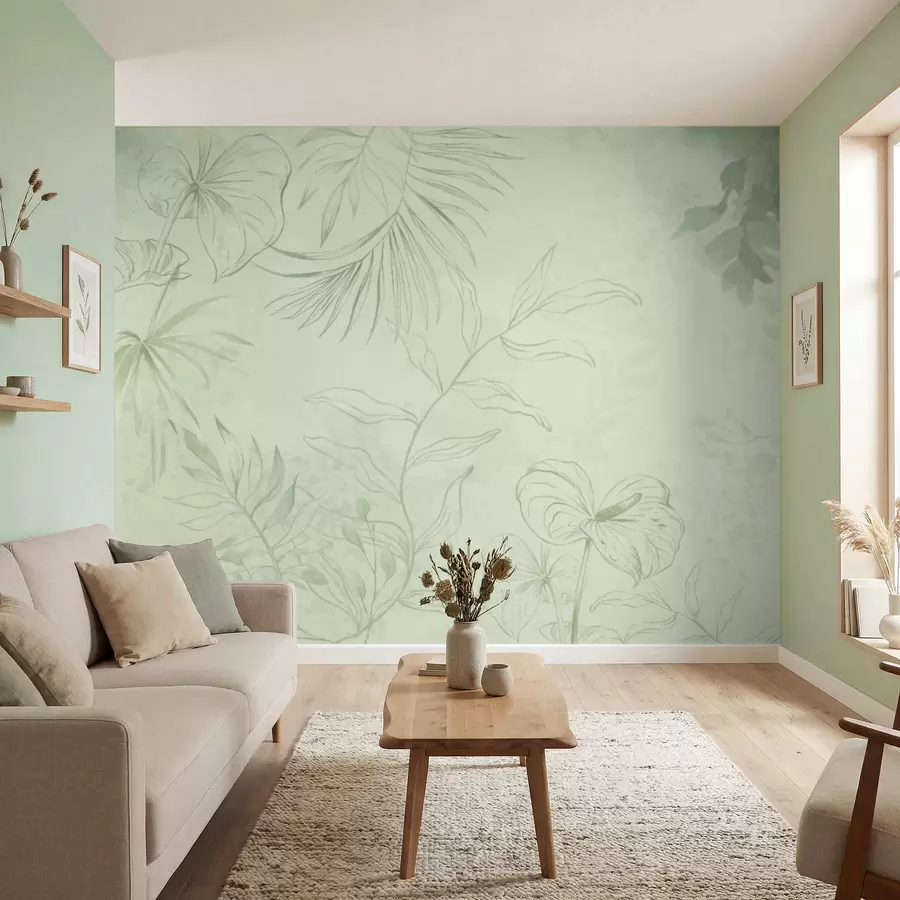 wall murals Linear plants on cool blue background w05128v2