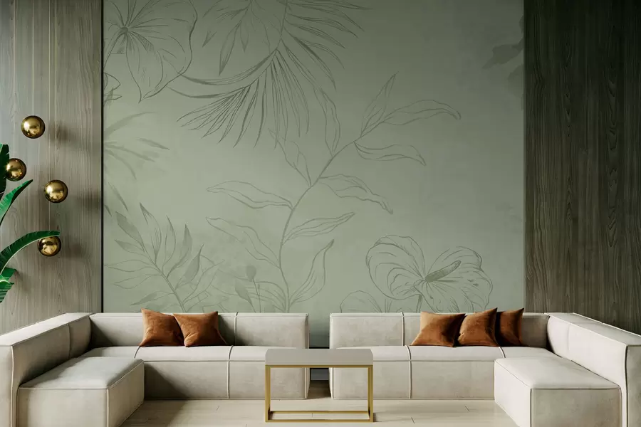 wall murals Linear plants on cool blue background w05128v2