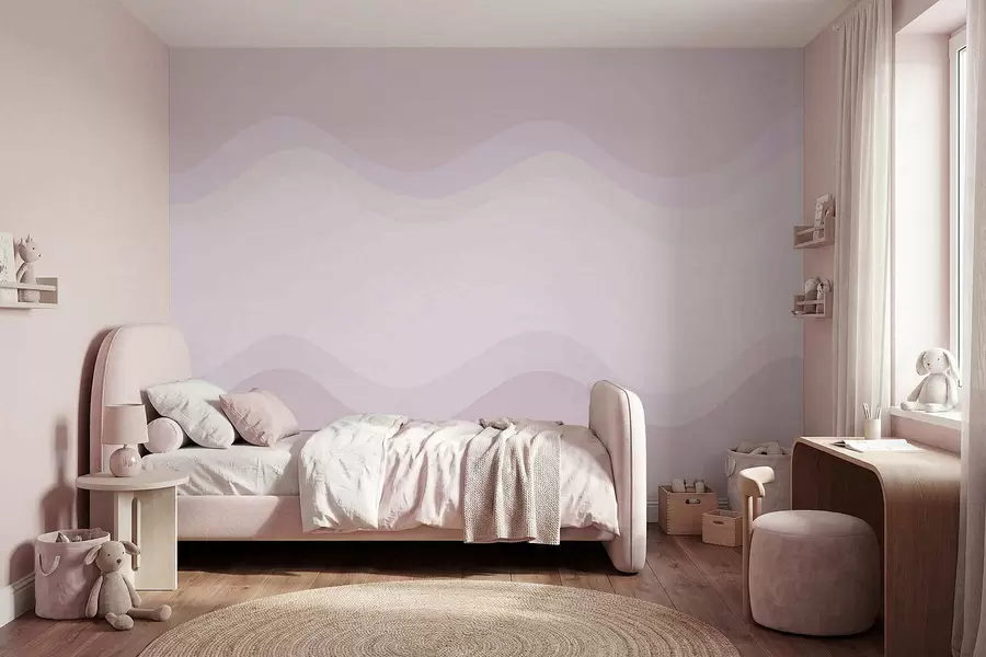 wall murals Abstract waves in soft pink palette w05132
