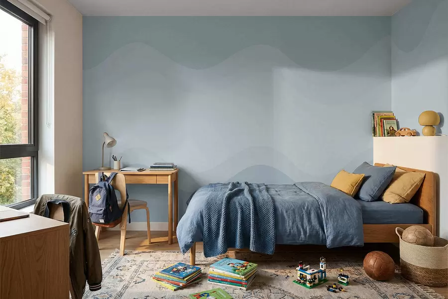 wall murals Abstract waves in light blue palette w05132v2