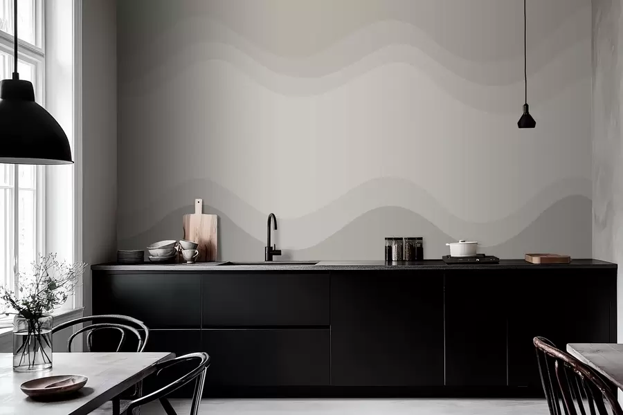 wall murals Abstract waves in neutral beige palette w05132v3