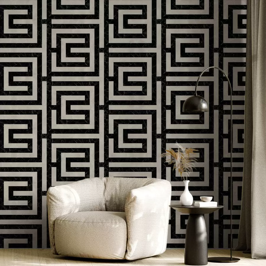 wall murals Repeating geometric pattern with square line motifs w05134
