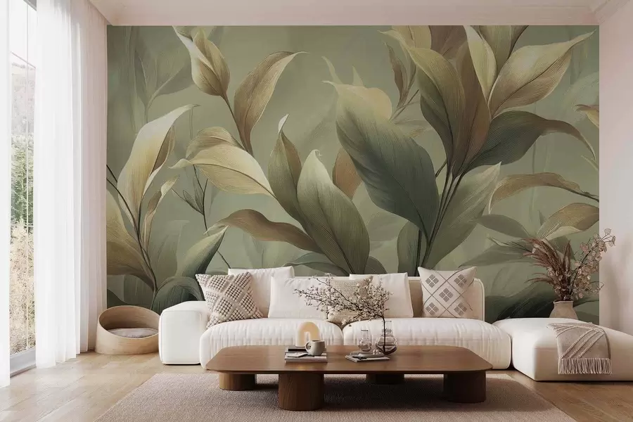 wall murals Large tropical leaves w09688