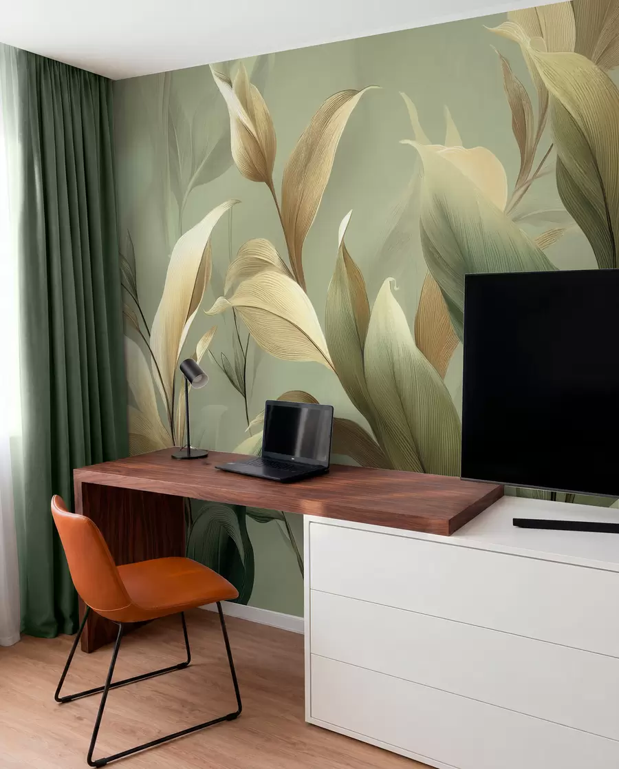 wall murals Large tropical leaves w09688