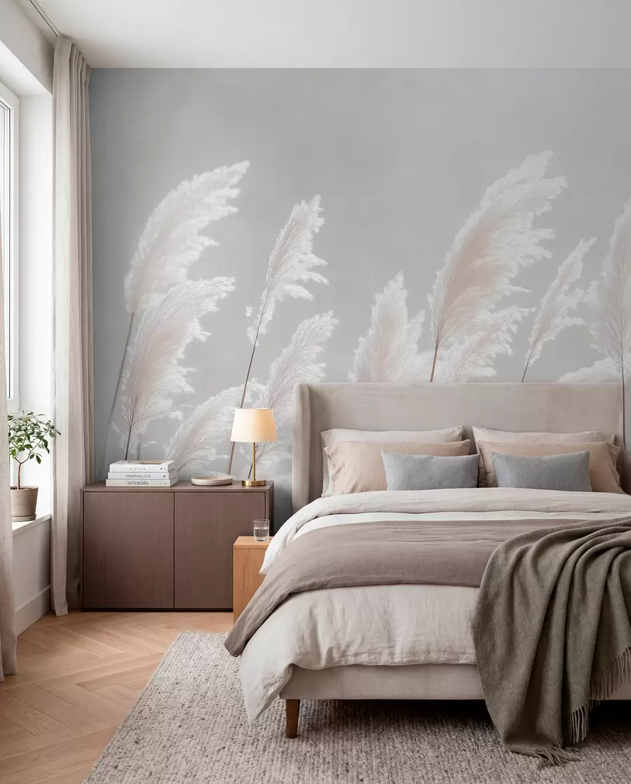 wall murals Soft white pampas grass in gentle morning light w09717
