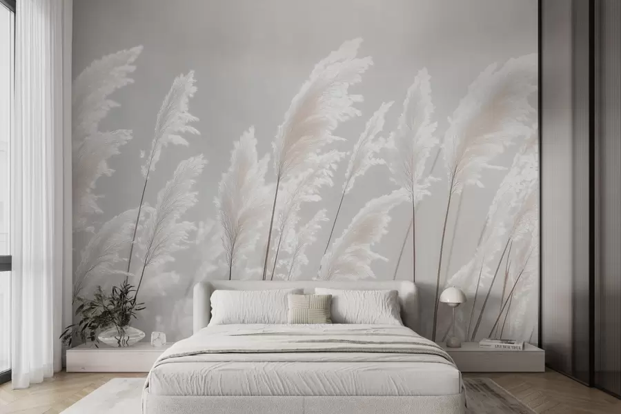 wall murals Soft white pampas grass in gentle morning light w09717
