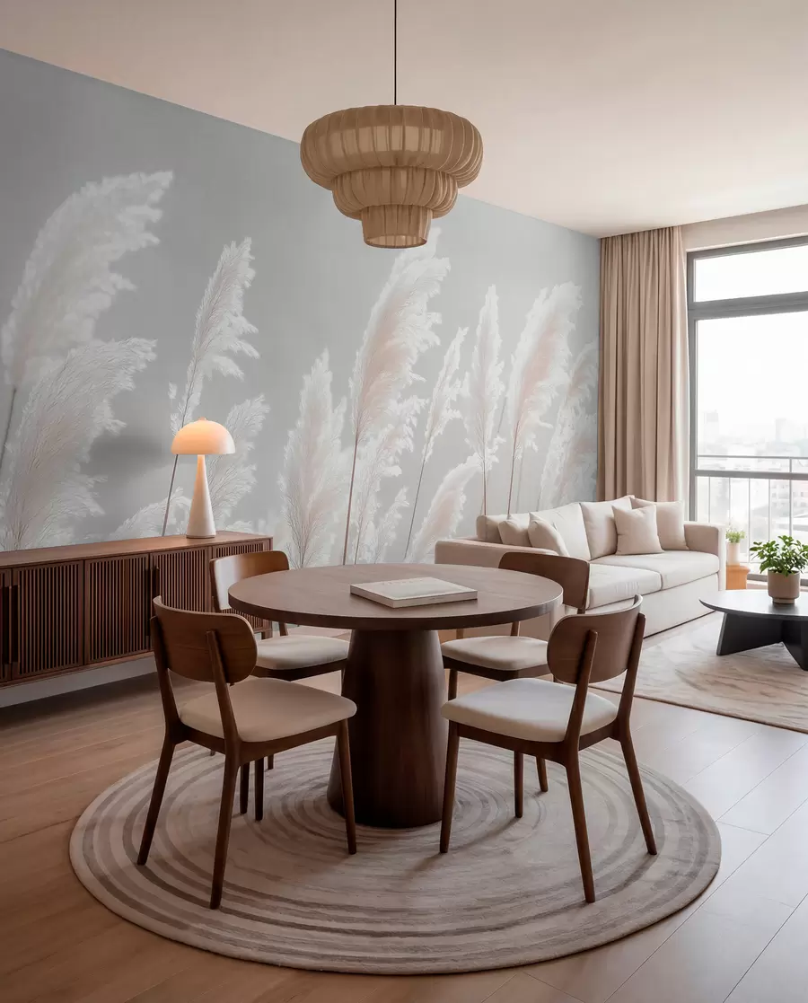 wall murals Soft white pampas grass in gentle morning light w09717