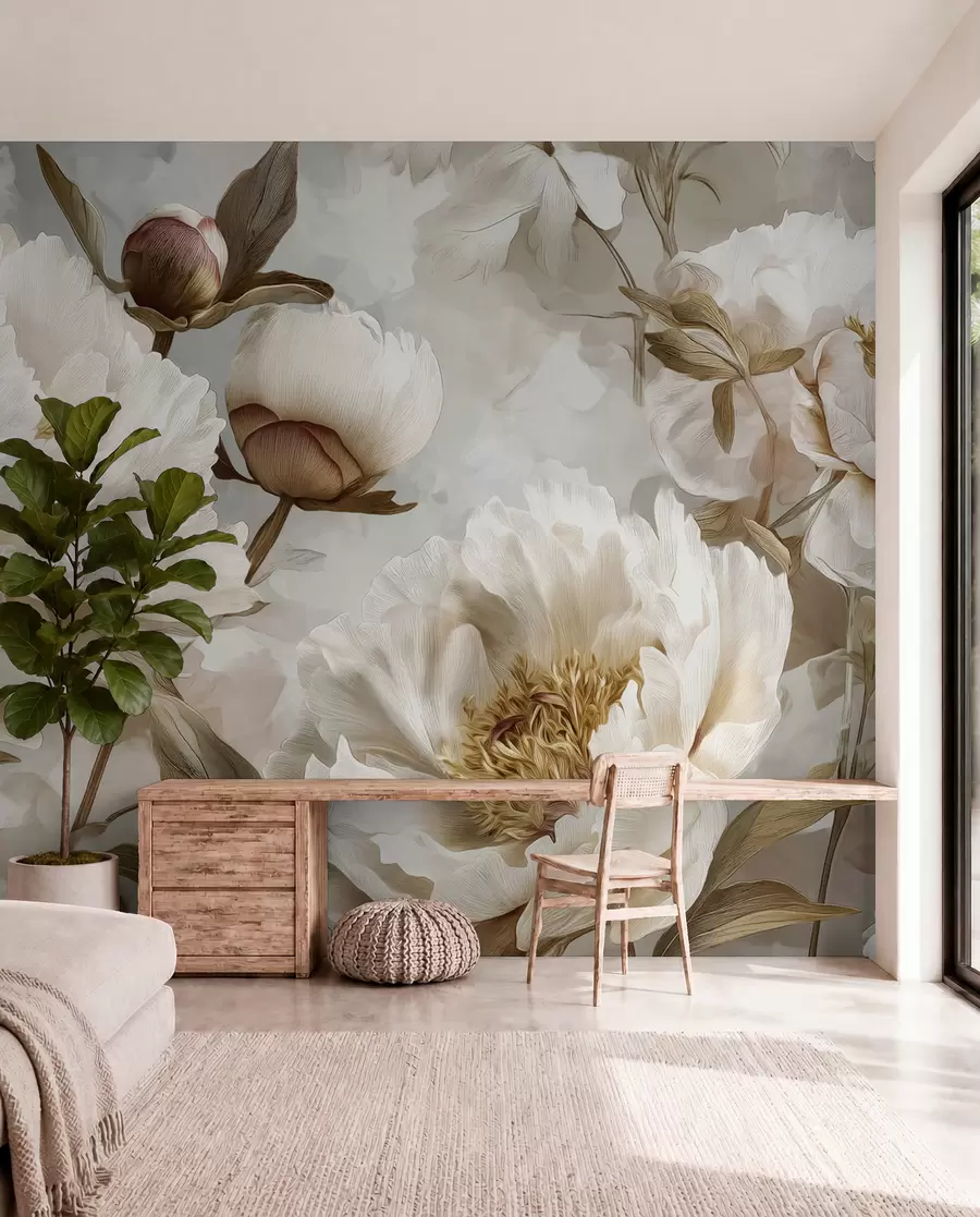wall murals Large peonies w09689